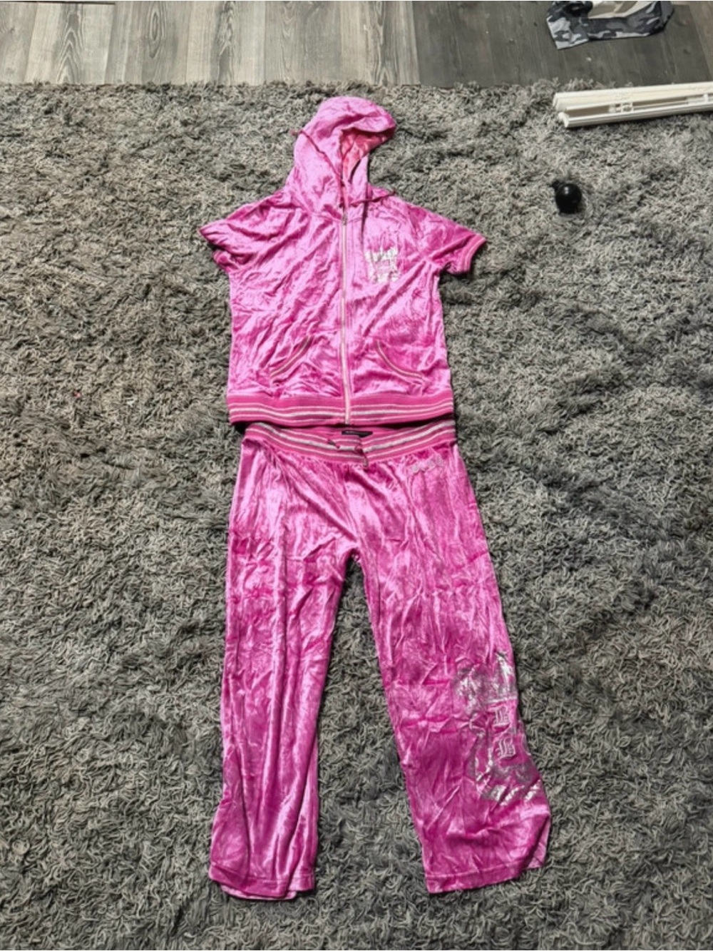 BCBG Girls Pink Velour Hooded Costume Set